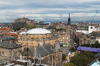 Views from Appleton Tower. Included are The Edinburgh Tattoo Stadium, McEwan Hall, Edinburgh Castle, St Giles' Cathedral, the Firth of Forth, George Square, the Spiegel Gardens, the Udderbelly, the Dugald Stewart building, the Central Mosque & Islamic Centre, Old College, Calton Hill, the National Museum of Scotland, Arthur's Seat, the Scottish Parlament, the Hub and Potterow. These pictures were taken on the 30th of August 2007 for Dr Patricia Erskine, Development Officer for Public Engagement in Science, University of Edinburgh.