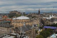 Views from Appleton Tower. Included are The Edinburgh Tattoo Stadium, McEwan Hall, Edinburgh Castle, St Giles' Cathedral, the Firth of Forth, George Square, the Spiegel Gardens, the Udderbelly, the Dugald Stewart building, the Central Mosque & Islamic Centre, Old College, Calton Hill, the National Museum of Scotland, Arthur's Seat, the Scottish Parlament, the Hub and Potterow. These pictures were taken on the 30th of August 2007 for Dr Patricia Erskine, Development Officer for Public Engagement in Science, University of Edinburgh.