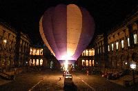 Photographs of a hot air balloon in the Old College courtyard. Balloon from Cameron Balloons Ltd. Photographs taken on the 21st century 2006.