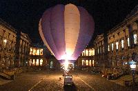 Photographs of a hot air balloon in the Old College courtyard. Balloon from Cameron Balloons Ltd. Photographs taken on the 21st century 2006.