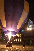 Photographs of a hot air balloon in the Old College courtyard. Balloon from Cameron Balloons Ltd. Photographs taken on the 21st century 2006.