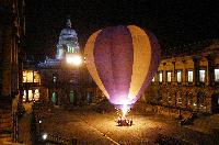 Photographs of a hot air balloon in the Old College courtyard. Balloon from Cameron Balloons Ltd. Photographs taken on the 21st century 2006.