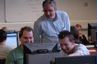 Photographs of a Mathematics Student Laboratory. Supervisers included Mr Thomas Koppe, PhD student, and Toby Bailey, Reader at the School of Mathematics. Photographs taken on the 31st of October 2007.