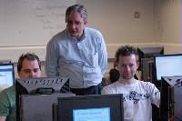 Photographs of a Mathematics Student Laboratory. Supervisers included Mr Thomas Koppe, PhD student, and Toby Bailey, Reader at the School of Mathematics. Photographs taken on the 31st of October 2007.