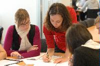 Photographs of a Mathematics Tutorial. Supervisors included Ms Elena Méndez Escobar, Dr Lionel Richard, Mr Daniele Sepe, Dr Adri Olde Daalhuis and Mr Florian Pokorny. Photographs taken in the Appleton Tower Tutorial Suite, Mezzanine Floor, 2009.