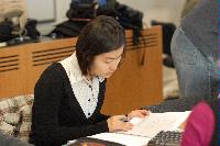 Photographs of a Mathematics Tutorial. Supervisors included Ms Elena Méndez Escobar, Dr Lionel Richard, Mr Daniele Sepe, Dr Adri Olde Daalhuis and Mr Florian Pokorny. Photographs taken in the Appleton Tower Tutorial Suite, Mezzanine Floor, 2009.