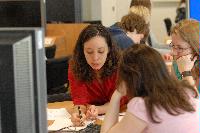 Photographs of a Mathematics Tutorial. Supervisors included Ms Elena Méndez Escobar, Dr Lionel Richard, Mr Daniele Sepe, Dr Adri Olde Daalhuis and Mr Florian Pokorny. Photographs taken in the Appleton Tower Tutorial Suite, Mezzanine Floor, 2009.