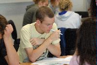Photographs of a Mathematics Tutorial. Supervisors included Ms Elena Méndez Escobar, Dr Lionel Richard, Mr Daniele Sepe, Dr Adri Olde Daalhuis and Mr Florian Pokorny. Photographs taken in the Appleton Tower Tutorial Suite, Mezzanine Floor, 2009.