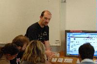 Photographs of a Mathematics Tutorial. Supervisors included Ms Elena Méndez Escobar, Dr Lionel Richard, Mr Daniele Sepe, Dr Adri Olde Daalhuis and Mr Florian Pokorny. Photographs taken in the Appleton Tower Tutorial Suite, Mezzanine Floor, 2009.