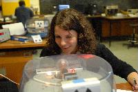 Photographs of Jennifer Owen and Christine Straight performing an unknown experiment during their 3rd Year Physics Laboratories.