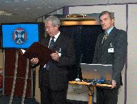 The new Advanced Computing Facility (ACF) is opened by His Royal Highness Prince Philip, the Duke of Edinburgh in his role as Chancellor of the University of Edinburgh, on the 1st July 2005. Present were Professor Arthur Trew, Professor Richard Kenway, Professor Timothy O'Shea, Dr Peter Boyle, Professor Igor Goryanin, Mrs Linda Dewar and other unknown staff of the University of Edinburgh.