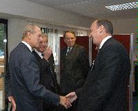 The new Advanced Computing Facility (ACF) is opened by His Royal Highness Prince Philip, the Duke of Edinburgh in his role as Chancellor of the University of Edinburgh, on the 1st July 2005. Present were Professor Arthur Trew, Professor Richard Kenway, Professor Timothy O'Shea, Dr Peter Boyle, Professor Igor Goryanin, Mrs Linda Dewar and other unknown staff of the University of Edinburgh.