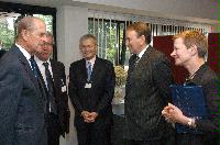The new Advanced Computing Facility (ACF) is opened by His Royal Highness Prince Philip, the Duke of Edinburgh in his role as Chancellor of the University of Edinburgh, on the 1st July 2005. Present were Professor Arthur Trew, Professor Richard Kenway, Professor Timothy O'Shea, Dr Peter Boyle, Professor Igor Goryanin, Mrs Linda Dewar and other unknown staff of the University of Edinburgh.