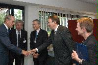 The new Advanced Computing Facility (ACF) is opened by His Royal Highness Prince Philip, the Duke of Edinburgh in his role as Chancellor of the University of Edinburgh, on the 1st July 2005. Present were Professor Arthur Trew, Professor Richard Kenway, Professor Timothy O'Shea, Dr Peter Boyle, Professor Igor Goryanin, Mrs Linda Dewar and other unknown staff of the University of Edinburgh.