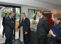 The new Advanced Computing Facility (ACF) is opened by His Royal Highness Prince Philip, the Duke of Edinburgh in his role as Chancellor of the University of Edinburgh, on the 1st July 2005. Present were Professor Arthur Trew, Professor Richard Kenway, Professor Timothy O'Shea, Dr Peter Boyle, Professor Igor Goryanin, Mrs Linda Dewar and other unknown staff of the University of Edinburgh.