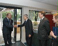 The new Advanced Computing Facility (ACF) is opened by His Royal Highness Prince Philip, the Duke of Edinburgh in his role as Chancellor of the University of Edinburgh, on the 1st July 2005. Present were Professor Arthur Trew, Professor Richard Kenway, Professor Timothy O'Shea, Dr Peter Boyle, Professor Igor Goryanin, Mrs Linda Dewar and other unknown staff of the University of Edinburgh.
