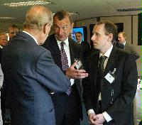 The new Advanced Computing Facility (ACF) is opened by His Royal Highness Prince Philip, the Duke of Edinburgh in his role as Chancellor of the University of Edinburgh, on the 1st July 2005. Present were Professor Arthur Trew, Professor Richard Kenway, Professor Timothy O'Shea, Dr Peter Boyle, Professor Igor Goryanin, Mrs Linda Dewar and other unknown staff of the University of Edinburgh.