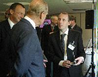 The new Advanced Computing Facility (ACF) is opened by His Royal Highness Prince Philip, the Duke of Edinburgh in his role as Chancellor of the University of Edinburgh, on the 1st July 2005. Present were Professor Arthur Trew, Professor Richard Kenway, Professor Timothy O'Shea, Dr Peter Boyle, Professor Igor Goryanin, Mrs Linda Dewar and other unknown staff of the University of Edinburgh.