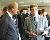 The new Advanced Computing Facility (ACF) is opened by His Royal Highness Prince Philip, the Duke of Edinburgh in his role as Chancellor of the University of Edinburgh, on the 1st July 2005. Present were Professor Arthur Trew, Professor Richard Kenway, Professor Timothy O'Shea, Dr Peter Boyle, Professor Igor Goryanin, Mrs Linda Dewar and other unknown staff of the University of Edinburgh.