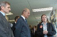 The new Advanced Computing Facility (ACF) is opened by His Royal Highness Prince Philip, the Duke of Edinburgh in his role as Chancellor of the University of Edinburgh, on the 1st July 2005. Present were Professor Arthur Trew, Professor Richard Kenway, Professor Timothy O'Shea, Dr Peter Boyle, Professor Igor Goryanin, Mrs Linda Dewar and other unknown staff of the University of Edinburgh.