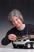 A set of photographs of Professor Barbara Webb of the University of Edinburgh School of Informatics.  Pictured with electronic circuitry and components.