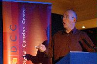 A set of images from the International Digital Curation Conference in Edinburgh in December 2008.  The location of the conference was the Digital Curation Centre and Our Dynamic Earth.  Contains Malcolm Atkinson, Director of the e-Science Institute; John Wilbanks of Creative Commons; Cameron Neylon of the STFC, Chris Rusbridge; Director of the Digital Curation Centre and Peter Clarke.