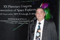 A set of images from the XX (20th) Planetary Congress Association of Space Explorers, 17-21 September 2007.  Contains: Cosmonaut Palev Vinogradov; Professor Andy Lawrence; Alexander Alexandrov; Jake Garn; John Grace; Patricia Erskine; Linda Gardner and Jim Voss.  Locations are in Old College and include Talbot Rice art gallery and Playfair library.