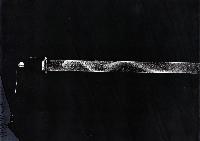 A series of photographs of glass flutes for an acoustics experiment to show the response of the air in the flute to incoming air when it is played, as well as the extablishment of a standing wave. It is shown by using pollen and photographing the pattern of the pollen. Photographed by Peter Tuffy.