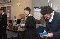Photographs of the EPCC MSc Graduate Reception, unknown date. Professor Arthur Trew, Dr David Henty, Dr Fiona Reid, Dr Judy Hardy, Dr Mark Bull, Dr Alan Simpson, Dr Kenton D'Mellow, Dr Chris Johnson and Dr Lorna Smith are amongst the people present.
