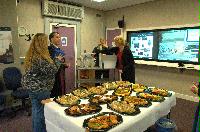 Photographs of the EPCC MSc Graduate Reception, unknown date. Professor Arthur Trew, Dr David Henty, Dr Fiona Reid, Dr Judy Hardy, Dr Mark Bull, Dr Alan Simpson, Dr Kenton D'Mellow, Dr Chris Johnson and Dr Lorna Smith are amongst the people present.