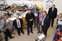 Photographs of Mr Nichol Stephen MSP visiting the King's Buildings on February, 2007. Photographs taken in front of the solar panels on the facade of the William Rankine Building and inside an unknown workshop.