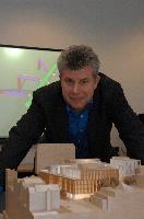 Presentation of the architectural model for the Dugald Stewart Building, mostly done from Appleton Tower. Mr Nichol Stephen MSP and Professor Timothy O'Shea are amongst the people present.