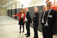 Joint HECToR Phase 3 (Cray) and Blue Gene/Q (IBM) launch, Feb 2012: George Chiu IBM; Dr Peter Boyle; David Willetts, Minister for Universities and Science; Lily Johnson (won comp to design HECToR doors graphic); Prof Arthur Trew, Prof Nigel Brown (Vice-Principal Planning, Resources and Research Policy), Prof Richard Kenway; Professor Sir Timothy O'Shea (Principal); Fiona Burgess (Cray); Ulla Thiel (Cray Vice President for Europe, the Middle East and Africa); Dr Mark Parsons (EPCC Joint Director); David Delpy (EPSRC Chief Executive);
