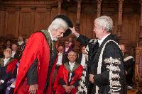Professor Rolf Dieter Heuer Receives his Honorary Degree from the Principal, Professor Sir Timothy O'Shea; Edinburgh Graduation 2014