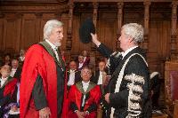 Professor Rolf Dieter Heuer Receives his Honorary Degree from the Principal, Professor Sir Timothy O'Shea; Edinburgh Graduation 2014