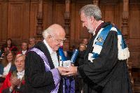 Professor Peter Higgs Receives his Honorary Degree from Professor Didiers Viviers from the Universite Libre Bruxelles; Edinburgh Graduation 2014