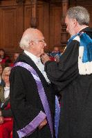 Professor Peter Higgs Receives his Honorary Degree from Professor Didiers Viviers from the Universite Libre Bruxelles; Edinburgh Graduation 2014