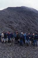 Photographs of geoscience students on an expedition, or field trip, to a rocky beach.  10 images.