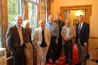 Photographs of a "Heads of Department" meeting at St. Leonard's Hall. Included are Professor Richard Kenway (Physics and Astronomy), Professor David Leach (Biological Sciences), Professor Alan Murray (Engineering), Professor Greg Walker (Literatures, Languages and Cultures) and possibly Professor Gareth Leng (Biomedical Sciences). Photographs taken in 2008.