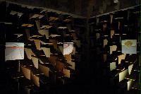 Photographs of the JCMB's Anechoic Chamber, with hand painted artworks on the walls.