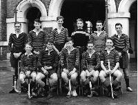 Old photographs of Dr Francis Barnes with his Hockey and Cricket teams, possibly taken in the 1950s.
