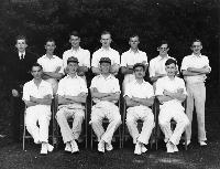 Old photographs of Dr Francis Barnes with his Hockey and Cricket teams, possibly taken in the 1950s.
