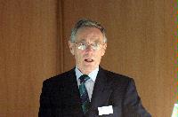 Professor Dougal Drysdale giving a presentation at the UoE open day on Fire Safety Engineering, in the Erskine Williamson Building, King's Buildings. Photographs taken on the 1st of November 2005.