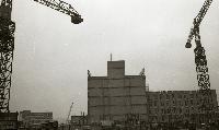 Several images of construction work happening in King's Buildings, mostly of the JCMB.