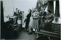 Physics Society Album 2. Photographer unknown. Copyright unknown. Album cover - knight and horse. Dates vary: 1941, 1942, 1943, 1944, 1947, 1948, 1949. Events included are Balerno to Flotterstone 1941, Meal Monday 1942, Meal Monday 1944, Soutra via Lammermoors and Humbie 1944, Balerno to Carlops 1944, Balerno to Carlops 1945, Meal Monday 1947, Edgelaw Reservoir Picnic 1947, Dramatic Night "The Dover Road" 1948, Peebles Meal Monday 1949, Play: "While The Sun Shines" 1949, Spring Hike Gladhouse to Peebles 1949, Charities Day and the Physics Society Picnic Pittencrieff Dunfermline. Photographed are the Standing Committees of 1942-43, 1943-44, 1944-45, 1947-48. Photographs include Bill Cochrane and Robert Schlapp.