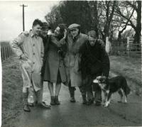 Physics Society Album 2. Photographer unknown. Copyright unknown. Album cover - knight and horse. Dates vary: 1941, 1942, 1943, 1944, 1947, 1948, 1949. Events included are Balerno to Flotterstone 1941, Meal Monday 1942, Meal Monday 1944, Soutra via Lammermoors and Humbie 1944, Balerno to Carlops 1944, Balerno to Carlops 1945, Meal Monday 1947, Edgelaw Reservoir Picnic 1947, Dramatic Night "The Dover Road" 1948, Peebles Meal Monday 1949, Play: "While The Sun Shines" 1949, Spring Hike Gladhouse to Peebles 1949, Charities Day and the Physics Society Picnic Pittencrieff Dunfermline. Photographed are the Standing Committees of 1942-43, 1943-44, 1944-45, 1947-48. Photographs include Bill Cochrane and Robert Schlapp.