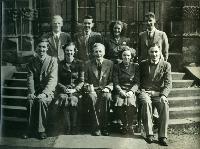 Physics Society Album 2. Photographer unknown. Copyright unknown. Album cover - knight and horse. Dates vary: 1941, 1942, 1943, 1944, 1947, 1948, 1949. Events included are Balerno to Flotterstone 1941, Meal Monday 1942, Meal Monday 1944, Soutra via Lammermoors and Humbie 1944, Balerno to Carlops 1944, Balerno to Carlops 1945, Meal Monday 1947, Edgelaw Reservoir Picnic 1947, Dramatic Night "The Dover Road" 1948, Peebles Meal Monday 1949, Play: "While The Sun Shines" 1949, Spring Hike Gladhouse to Peebles 1949, Charities Day and the Physics Society Picnic Pittencrieff Dunfermline. Photographed are the Standing Committees of 1942-43, 1943-44, 1944-45, 1947-48. Photographs include Bill Cochrane and Robert Schlapp.