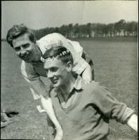 Physics Society Album 2. Photographer unknown. Copyright unknown. Album cover - knight and horse. Dates vary: 1941, 1942, 1943, 1944, 1947, 1948, 1949. Events included are Balerno to Flotterstone 1941, Meal Monday 1942, Meal Monday 1944, Soutra via Lammermoors and Humbie 1944, Balerno to Carlops 1944, Balerno to Carlops 1945, Meal Monday 1947, Edgelaw Reservoir Picnic 1947, Dramatic Night "The Dover Road" 1948, Peebles Meal Monday 1949, Play: "While The Sun Shines" 1949, Spring Hike Gladhouse to Peebles 1949, Charities Day and the Physics Society Picnic Pittencrieff Dunfermline. Photographed are the Standing Committees of 1942-43, 1943-44, 1944-45, 1947-48. Photographs include Bill Cochrane and Robert Schlapp.