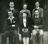 Physics Society Album 2. Photographer unknown. Copyright unknown. Album cover - knight and horse. Dates vary: 1941, 1942, 1943, 1944, 1947, 1948, 1949. Events included are Balerno to Flotterstone 1941, Meal Monday 1942, Meal Monday 1944, Soutra via Lammermoors and Humbie 1944, Balerno to Carlops 1944, Balerno to Carlops 1945, Meal Monday 1947, Edgelaw Reservoir Picnic 1947, Dramatic Night "The Dover Road" 1948, Peebles Meal Monday 1949, Play: "While The Sun Shines" 1949, Spring Hike Gladhouse to Peebles 1949, Charities Day and the Physics Society Picnic Pittencrieff Dunfermline. Photographed are the Standing Committees of 1942-43, 1943-44, 1944-45, 1947-48. Photographs include Bill Cochrane and Robert Schlapp.