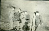 Physics Society Album 2. Photographer unknown. Copyright unknown. Album cover - knight and horse. Dates vary: 1941, 1942, 1943, 1944, 1947, 1948, 1949. Events included are Balerno to Flotterstone 1941, Meal Monday 1942, Meal Monday 1944, Soutra via Lammermoors and Humbie 1944, Balerno to Carlops 1944, Balerno to Carlops 1945, Meal Monday 1947, Edgelaw Reservoir Picnic 1947, Dramatic Night "The Dover Road" 1948, Peebles Meal Monday 1949, Play: "While The Sun Shines" 1949, Spring Hike Gladhouse to Peebles 1949, Charities Day and the Physics Society Picnic Pittencrieff Dunfermline. Photographed are the Standing Committees of 1942-43, 1943-44, 1944-45, 1947-48. Photographs include Bill Cochrane and Robert Schlapp.